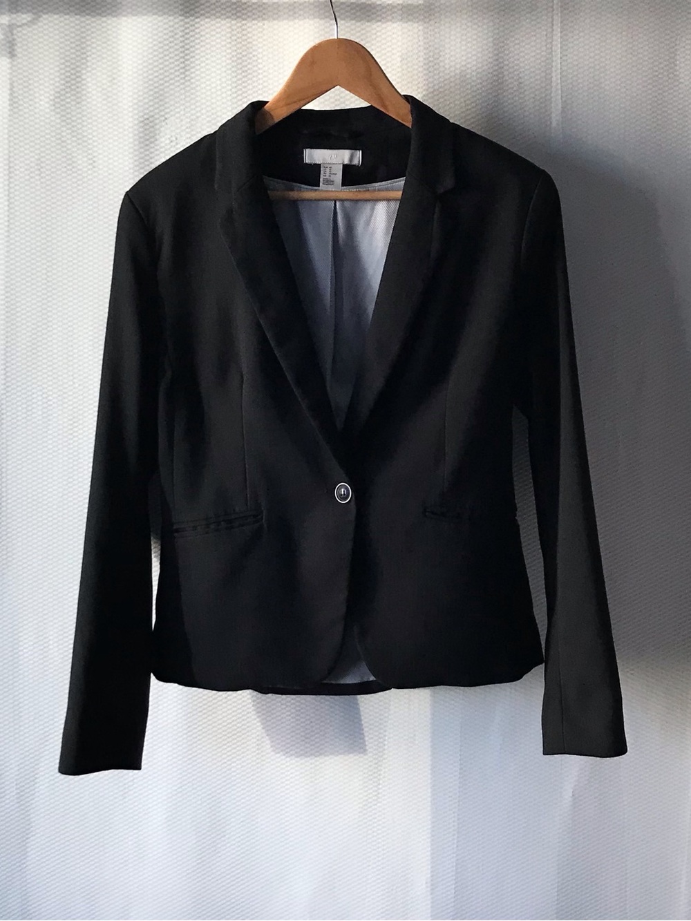 H&M Black Suit Blazer Size 10 Classic Career Office Workwear Jacket lined